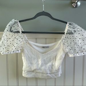 Zara polka dot puff sleeve top